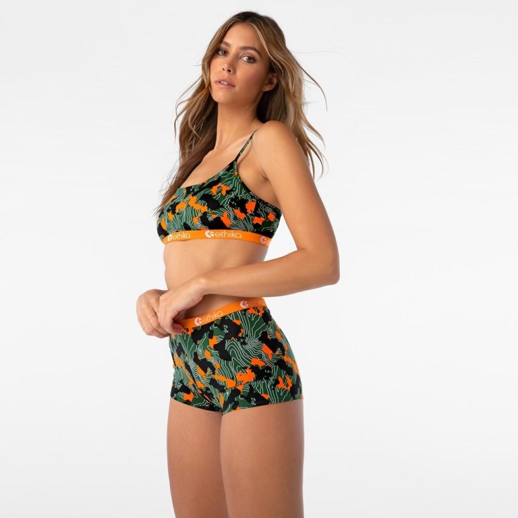 Ethika Forest Camo Shorty Underwear Dames Groen Oranje | NL475HJUK
